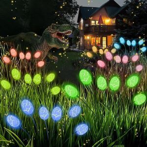 Solar Garden Lights for Outside,𝟒 𝐏𝐚𝐜𝐤 𝟐𝟒 𝐋𝐄𝐃 Dinosaur Egg Outdoor Lig
